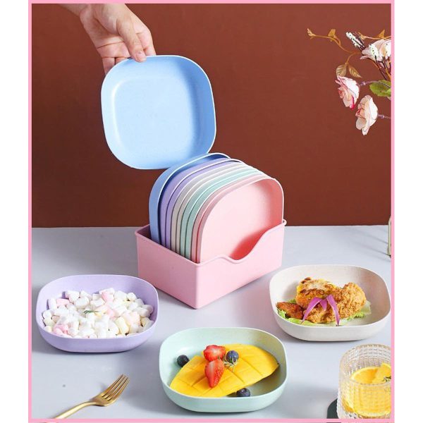 10pcs Plastic Snack & Bone Plates with Stand