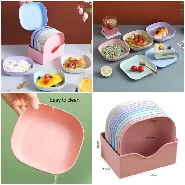 10pcs Plastic Snack & Bone Plates with Stand
