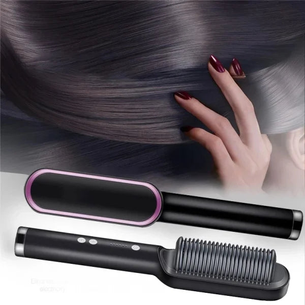 2-in-1 Hair Straightener & Curler Brush – HQT-909B