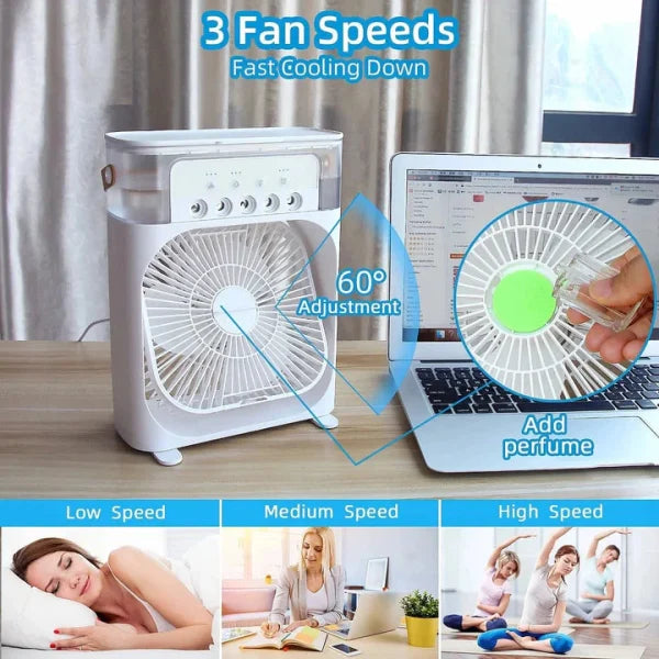 3-in-1 Mini Air Cooler Fan – USB Powered