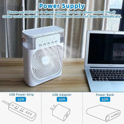 3-in-1 Mini Air Cooler Fan – USB Powered
